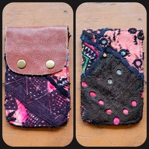 🎱🔮 Free People Boho Embroidered Repurposed vtg banjara hippie Wallet card case
